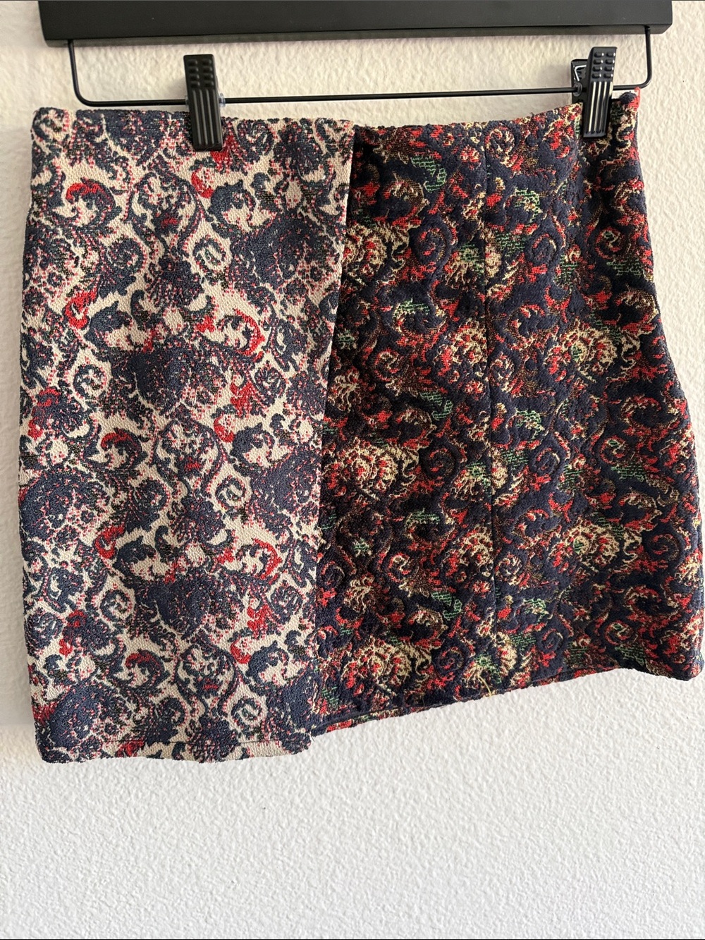 Free People Black Red Floral Jacquard Mini Skirt | Size M - Picture 3 of 6